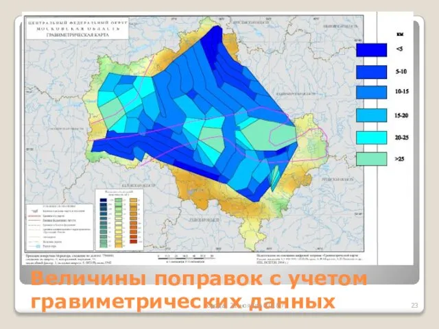 Величины поправок с учетом гравиметрических данных среда, 21 ноября 2018 г.