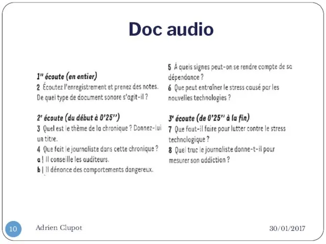 Doc audio 30/01/2017 Adrien Clupot