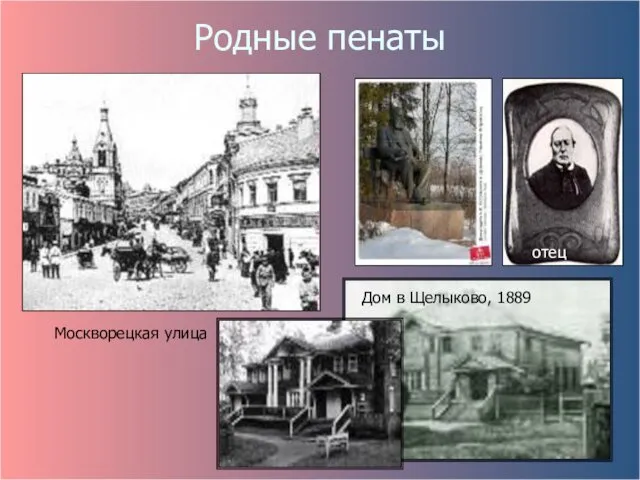 Родные пенаты Москворецкая улица Дом в Щелыково, 1889 отец