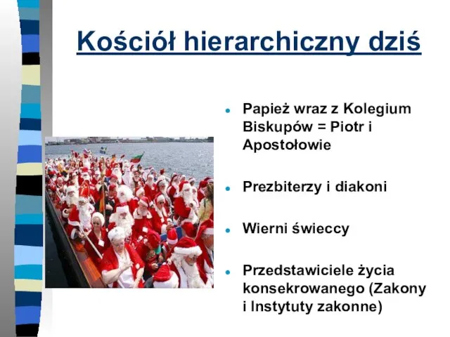 Kościół hierarchiczny dziś Papież wraz z Kolegium Biskupów = Piotr i