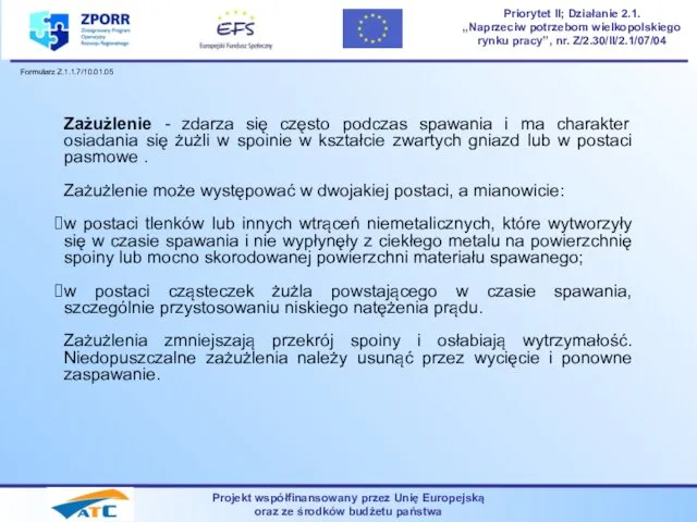 Projekt współfinansowany przez Unię Europejską oraz ze środków budżetu państwa Priorytet