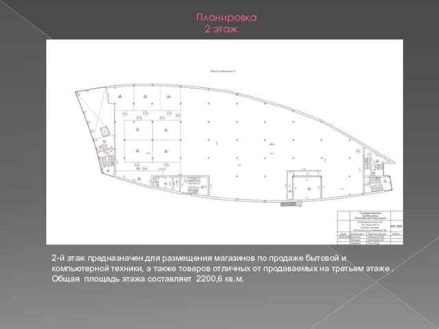 Планировка 2 этаж 2-й этаж предназначен для размещения магазинов по продаже