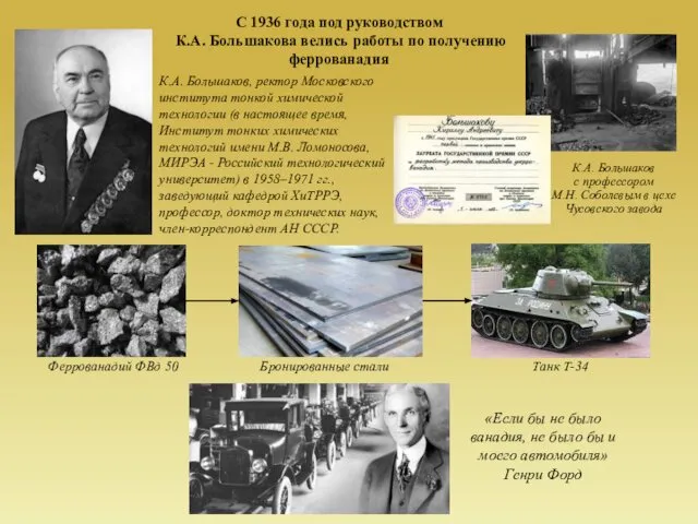 С 1936 года под руководством К.А. Большакова велись работы по получению