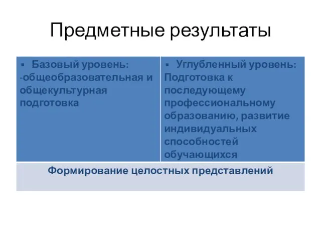 Предметные результаты