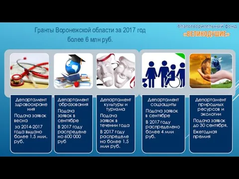 Гранты Воронежской области за 2017 год более 6 млн руб.