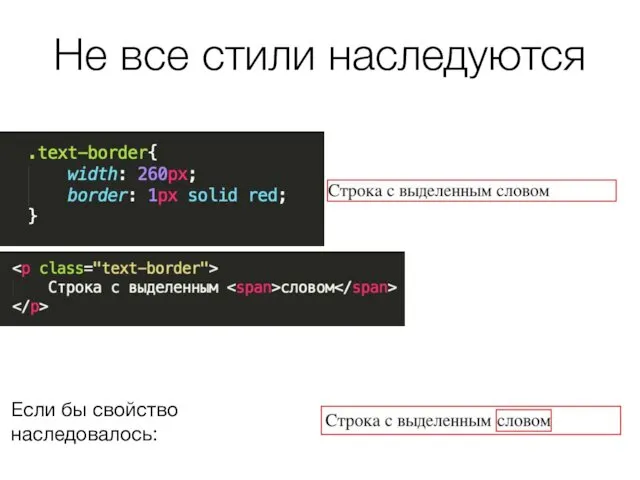 Не все стили наследуются Если бы свойство наследовалось: