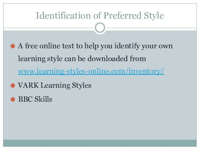 Identification of Preferred Style A free online test to help you