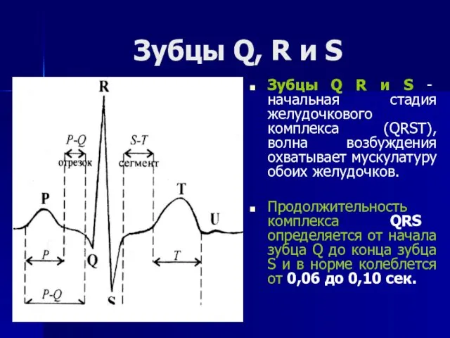 Зубцы Q, R и S Зубцы Q R и S -