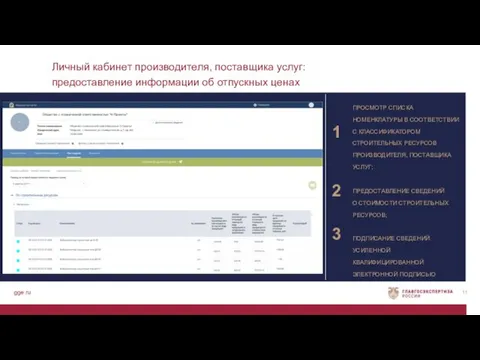 gge.ru Личный кабинет производителя, поставщика услуг: предоставление информации об отпускных ценах