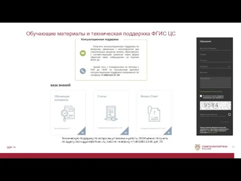 gge.ru Обучающие материалы и техническая поддержка ФГИС ЦС Техническую поддержку по