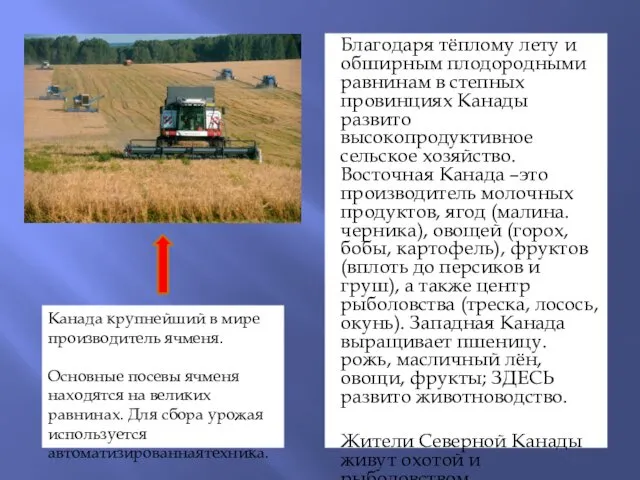 Благодаря тёплому лету и обширным плодородными равнинам в степных провинциях Канады