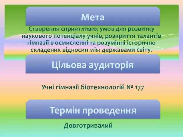 Створення сприятливих умов для розвитку наукового потенціалу учнів, розкриття талантів гімназії