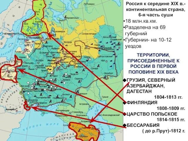 ТЕРРИТОРИИ, ПРИСОЕДИНЕННЫЕ К РОССИИ В ПЕРВОЙ ПОЛОВИНЕ XIX ВЕКА ГРУЗИЯ, СЕВЕРНЫЙ