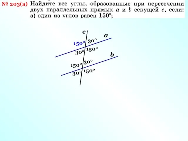 № 203(а) а b с 150о 150о 30о 30о 30о 150о 30о 150о