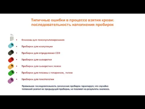 Типичные ошибки в процессе взятия крови: последовательность наполнения пробирок