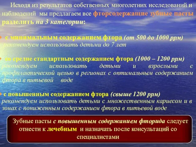 Исходя из результатов собственных многолетних исследований и наблюдений мы предлагаем все