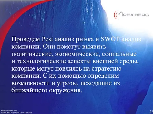 Проведем Pest анализ рынка и SWOT анализ компании. Они помогут выявить