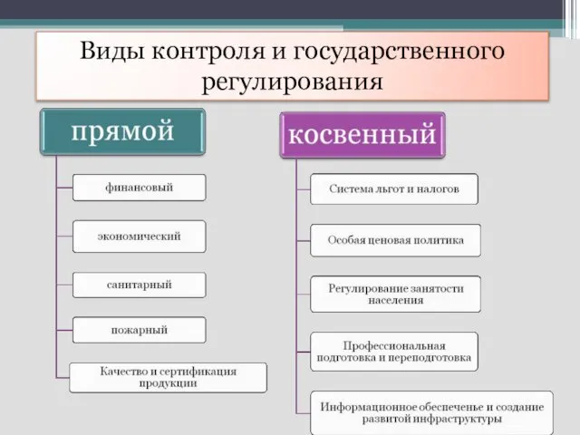 Виды контроля и государственного регулирования