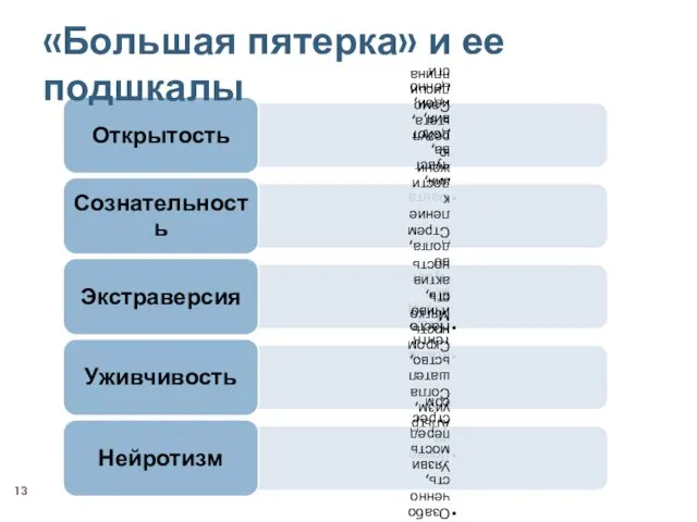 «Большая пятерка» и ее подшкалы