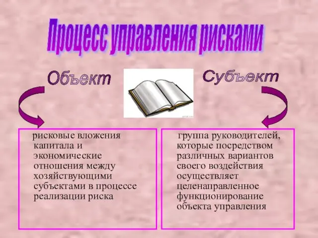 рисковые вложения капитала и экономические отношения между хозяйствующими субъектами в процессе