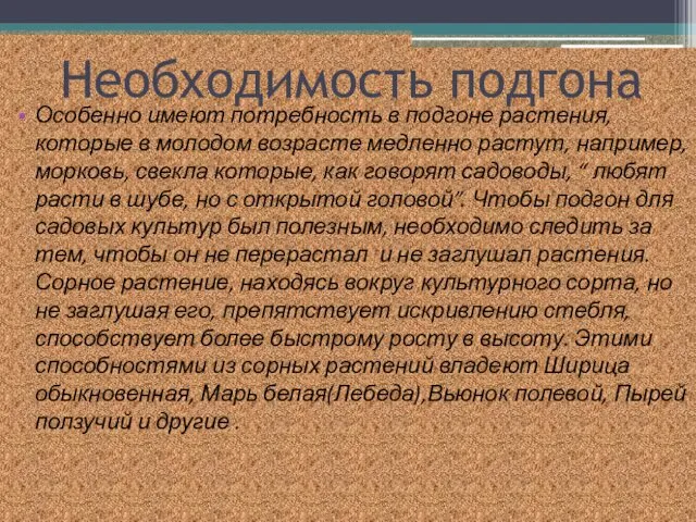 Необходимость подгона Особенно имеют потребность в подгоне растения, которые в молодом