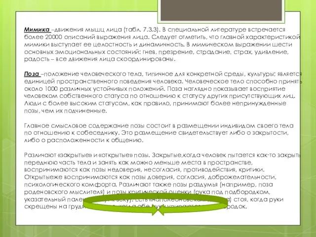 Мимика –движения мышц лица (табл. 7.3.3). В специальной литературе встречается более