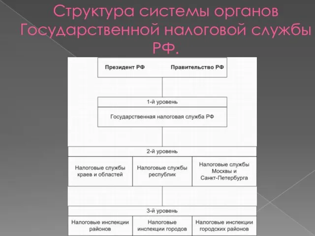 Структура системы органов Государственной налоговой службы РФ.