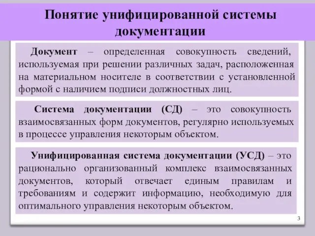 Понятие унифицированной системы документации Система документации (СД) – это совокупность взаимосвязанных