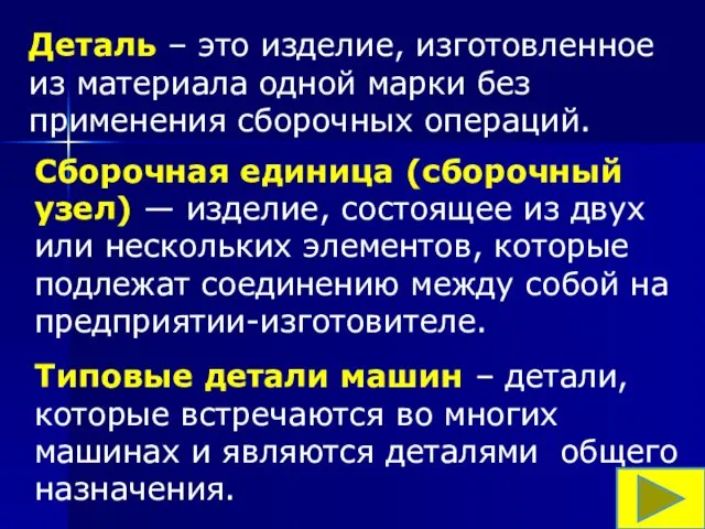 Деталь – это изделие, изготовленное из материала одной марки без применения