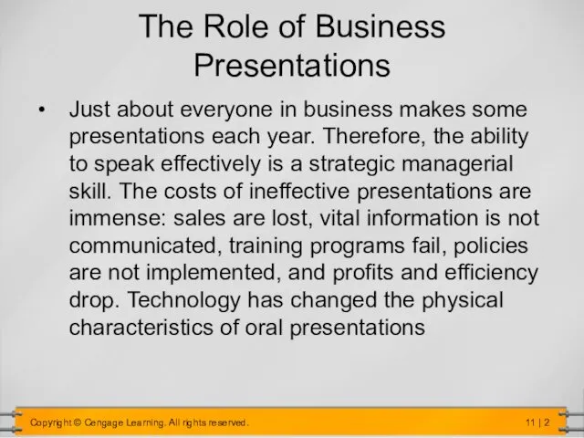 The Role of Business Presentations Just about everyone in business makes