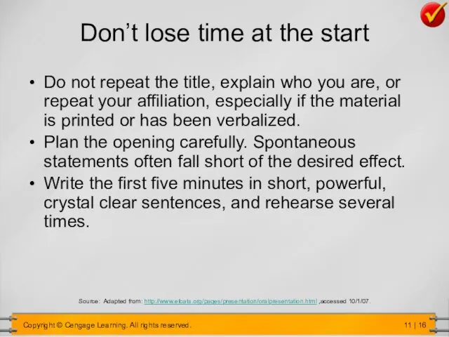 Don’t lose time at the start Do not repeat the title,