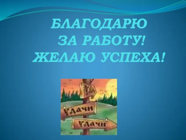 БЛАГОДАРЮ ЗА РАБОТУ! ЖЕЛАЮ УСПЕХА!