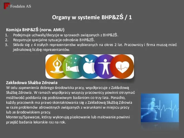 Organy w systemie BHP&ZŚ / 1 Komisja BHP&ZŚ (norw. AMU) Podejmuje