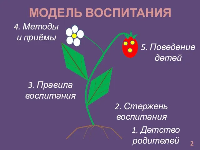 МОДЕЛЬ ВОСПИТАНИЯ 1. Детство родителей 5. Поведение детей 3. Правила воспитания