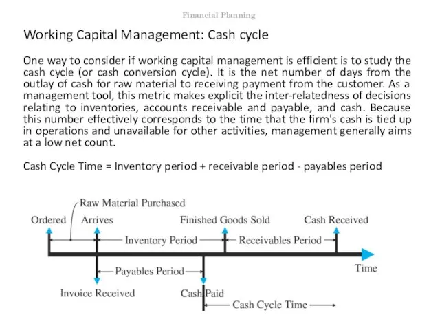 Working Capital Management: Cash cycle One way to consider if working