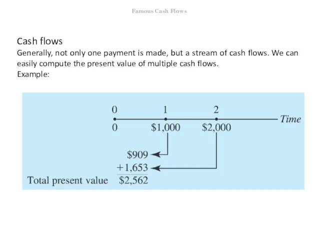 Cash flows Generally, not only one payment is made, but a