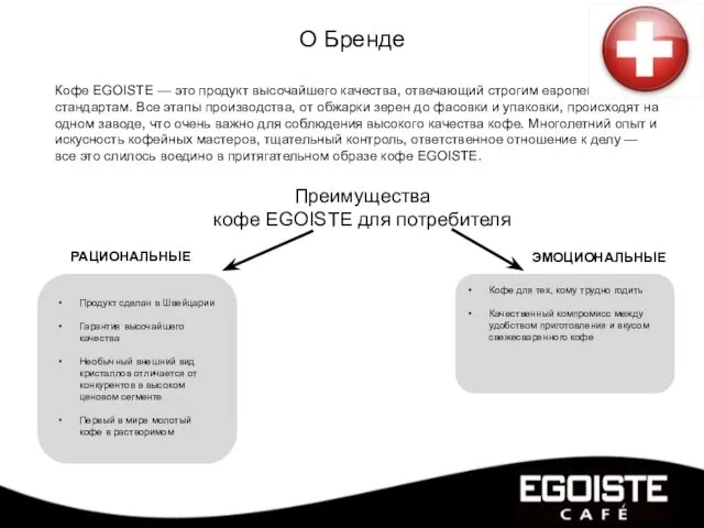 О Бренде Кофе EGOISTE — это продукт высочайшего качества, отвечающий строгим