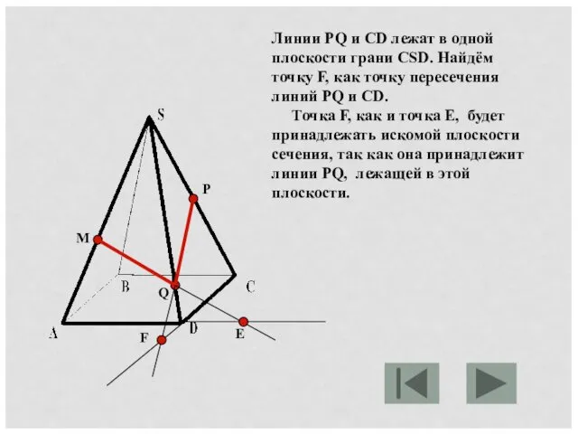 M P Q Е Линии PQ и CD лежат в одной