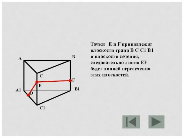 Точки E и F принадлежат плоскости грани B C C1 B1