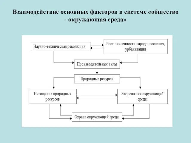 Взаимодействие основных факторов в системе «общество - окружающая среда»