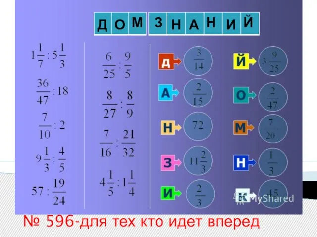 Д О З М Н А Н И Й № 596-для тех кто идет вперед