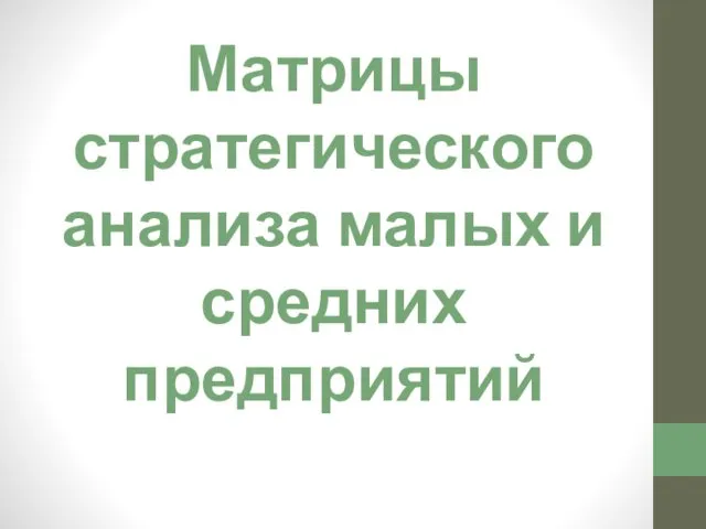 Матрицы стратегического анализа малых и средних предприятий