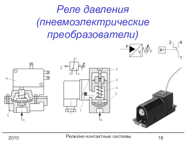 Релейно-контактные системы управления 2010 год Реле давления (пневмоэлектрические преобразователи)