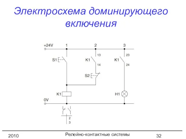 Релейно-контактные системы управления 2010 год Электросхема доминирующего включения