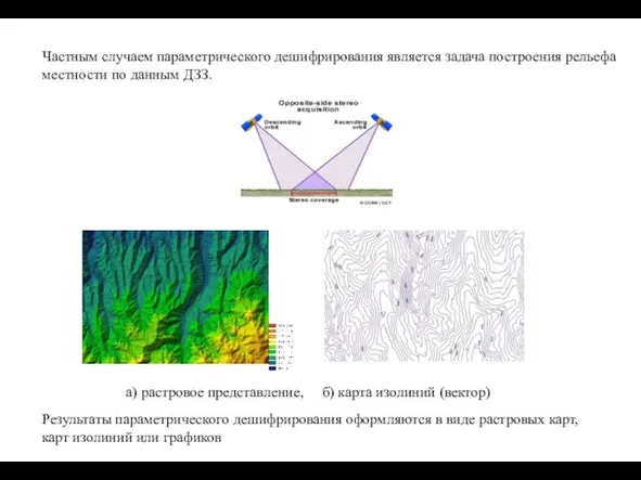 Частным случаем параметрического дешифрирования является задача построения рельефа местности по данным