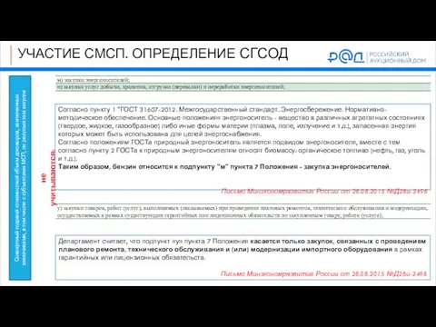 УЧАСТИЕ СМСП. ОПРЕДЕЛЕНИЕ СГСОД Совокупный годовой стоимостной объем договоров, заключенных заказчиками,