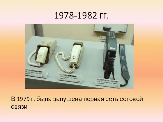 1978-1982 гг. В 1979 г. была запущена первая сеть сотовой связи