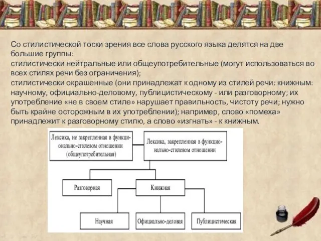 Со стилистической тоски зрения все слова русского языка делятся на две