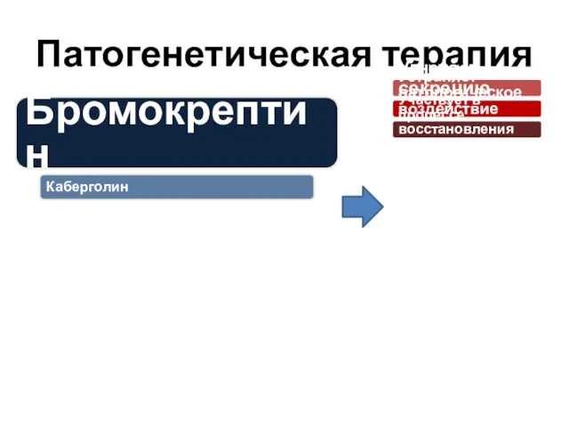 Патогенетическая терапия Бромокрептин Каберголин Угнетает секрецию пролактина Устраняет патологическое воздействие пролактина-16