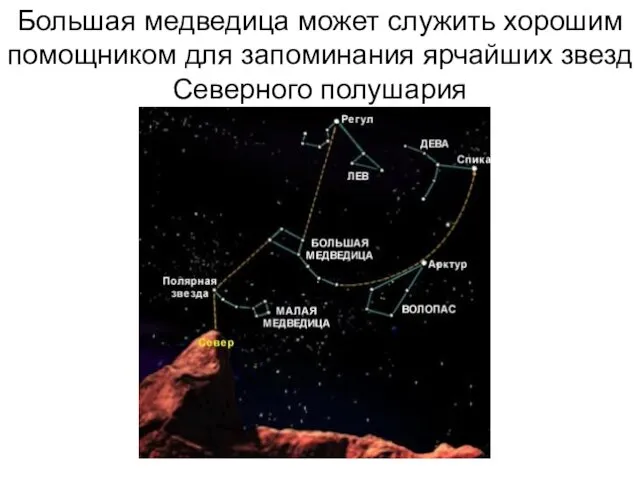 Большая медведица может служить хорошим помощником для запоминания ярчайших звезд Северного полушария